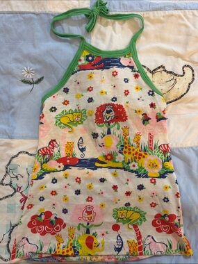 Mothercare Kids Green-Trimmed Multicolor Animal Print halter top